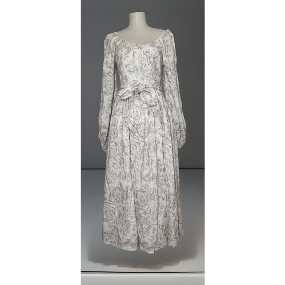 Aura Ivory Floral Long Sleeve Dress - Picture 2 of 4